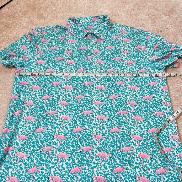 Chubbies Teal Pink Flamingo Polo Shirt Poolside Size XL Vacation Resort Wear - Picture 7 of 14